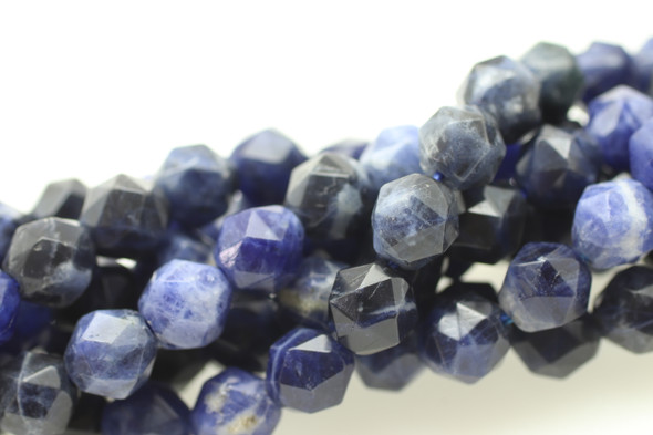 Sodalite, Natural, Faceted Diamond Shape, 8mm, One Strand