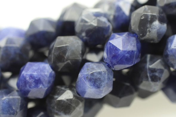 Sodalite, Natural, Faceted Diamond Shape, 8mm, One Strand
