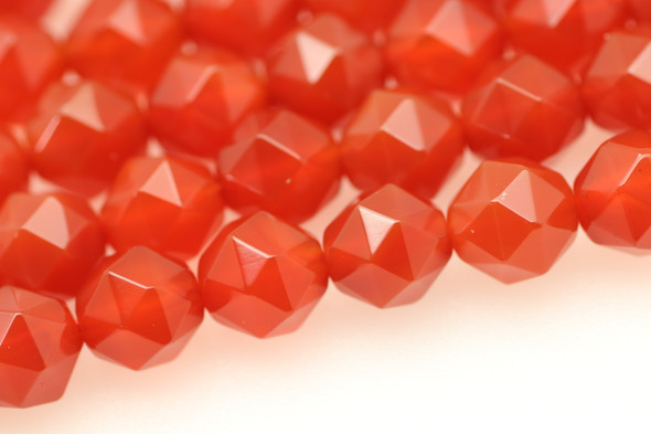 Carnelian, Agate, Heated, Faceted Diamond Shape, 8mm, One Strand