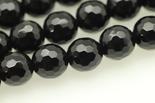 Onyx, Black, Dyed, Faceted Round, 8mm