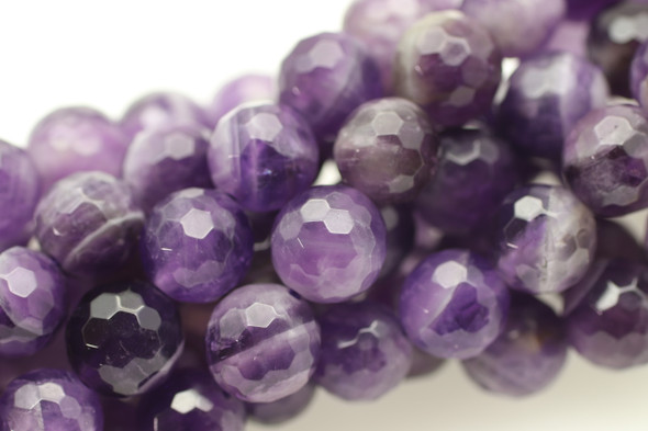 Amethyst, Chevron, Natural, Faceted Round, 8mm