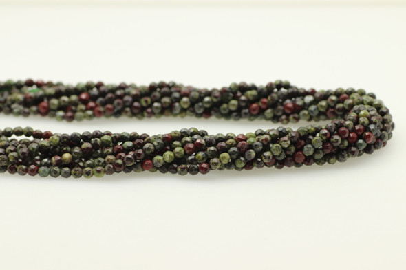 Dragon Blood Jasper, Natural, Faceted Round, 4mm Strand