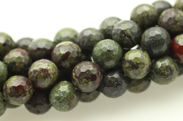 10mm, Dragon Blood Jasper, Natural, Faceted Round