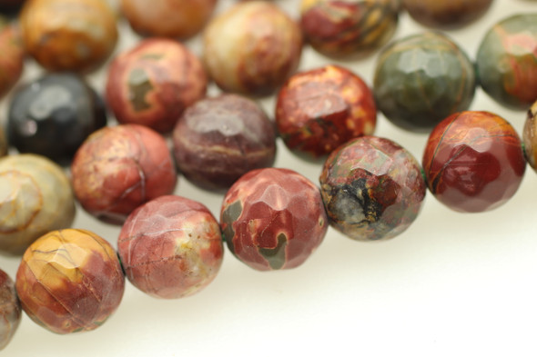 Red Creek Jasper, Natural, Faceted Round, 8mm