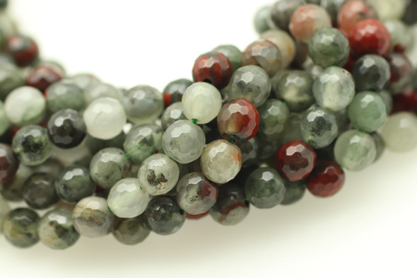Bloodstone, Red, Natural, Faceted Round, 6mm