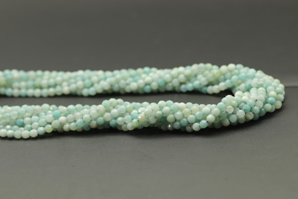 Amazonite, Natural, Faceted Round, 4mm Strand