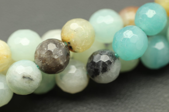 Amazonite, Blue, Mix, Natural, Faceted Round, One 6mm Strand