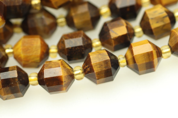 Tiger Eye, Brown, Natural, Faceted Off Round, 8mm, One Strand