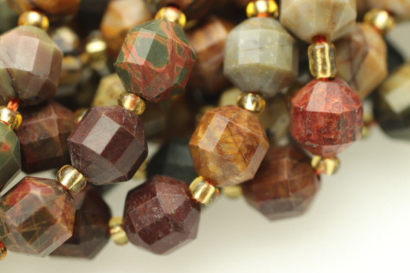 Red Creek, Jasper, Natural, Faceted Off Round, 8mm, One Strand