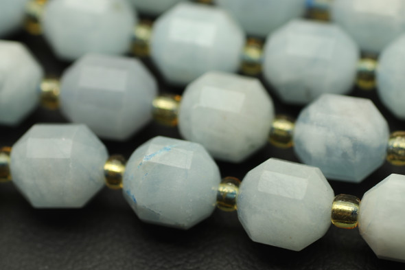 Aquamarine, Heated, Faceted Off Round, 8mm, One Strand