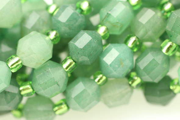 Aventurine, Green, Quartz, Natural, Faceted Off Round, 6mm, One Strand