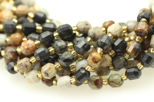 Gobi Agate, Natural, Faceted Off Round, 6mm, One Strand