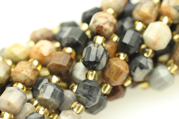 Gobi Agate, Natural, Faceted Off Round, 6mm, One Strand