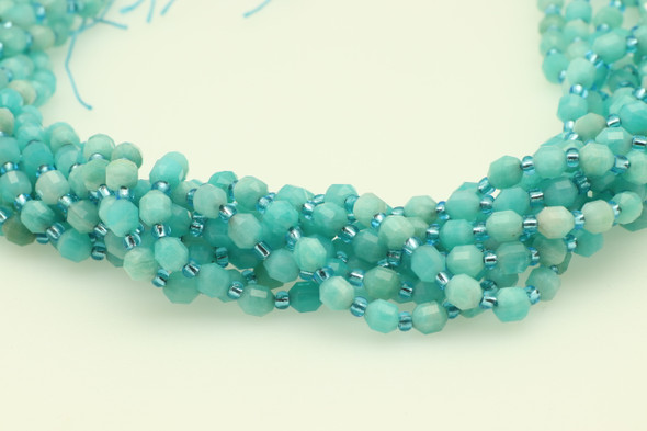 Amazonite, Natural, Faceted Off Round, 6mm, One Strand