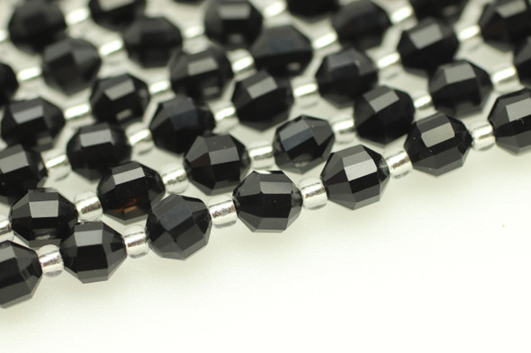 Onyx, Black, Dyed, Faceted Off Round, 6mm, One Strand