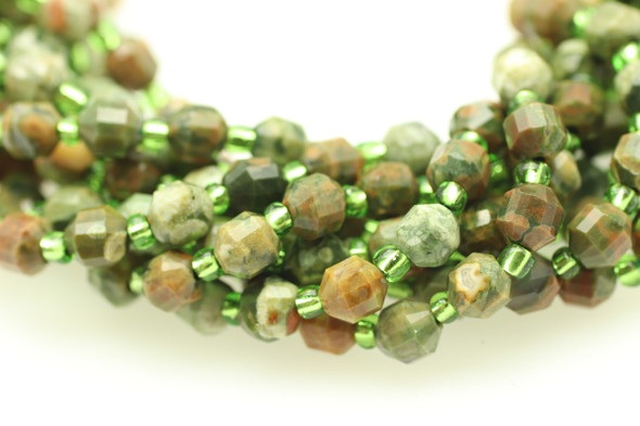 Rhyolite, Jasper, Natural, Faceted Off Round, 6mm, One Strand