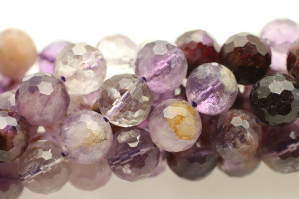 Super 7, Melody Stone, Purple, Natural, Faceted Round, 10mm