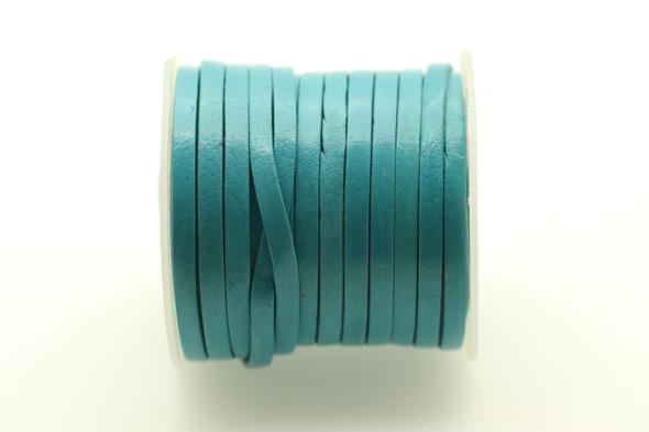 Leather, Turquoise, Dyed, 3mm Flat, 32 Feet