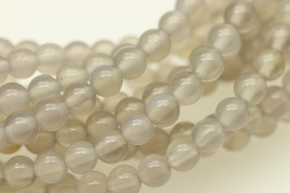 4mm, Grey Agate, Natural, Smooth Round Beads