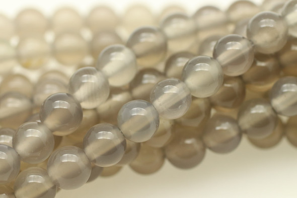 6mm, Grey Agate, Natural, Smooth Round Beads