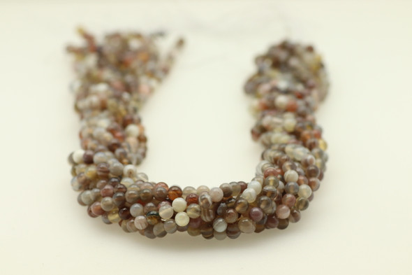 Botswana Agate, Natural, Smooth Round, 4mm, One Strand