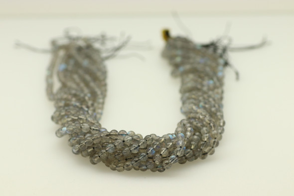 4mm Labradorite, Blue, Natural, Smooth Round Beads