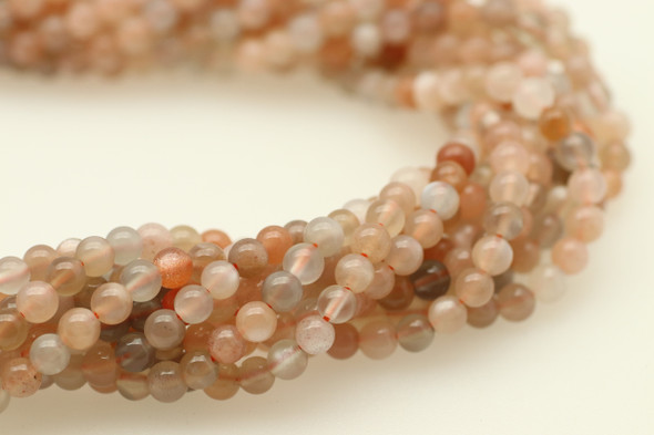 Moonstone, Multicolor, Natural, Smooth Round in sizes 4mm, 6mm, 8mm & 10mm. Price Per Strand