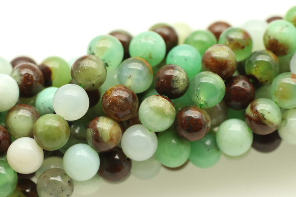 Chrysoprase, Natural, Smooth Round, 6mm, One Strand