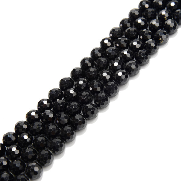 8mm Tourmaline, Black, Natural, Faceted Round