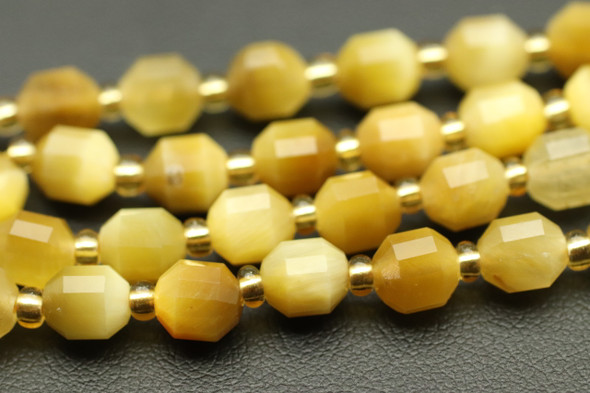 Tiger Eye, Golden, Heated, Faceted Off Round, 6mm, One Strand