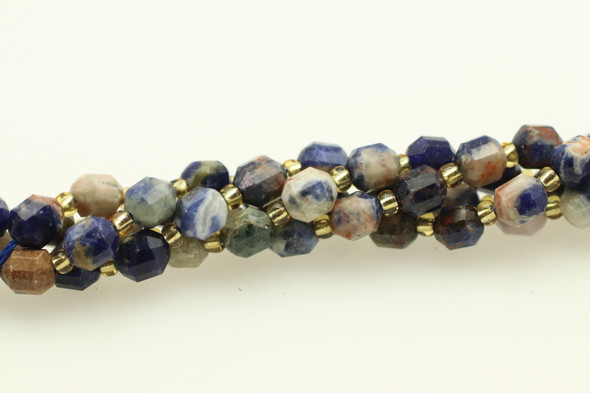 Sodalite, Natural, Faceted Off Round, 6mm, One Strand