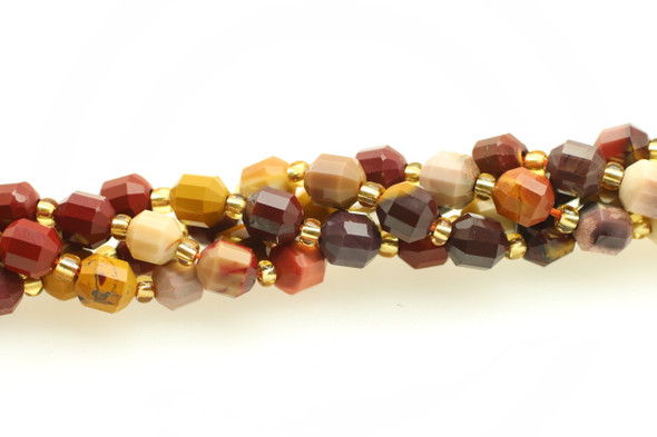 Mookaite Jasper, Natural, Faceted Off Round, 6mm, One Strand
