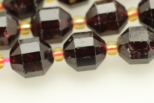 Garnet, Natural, Faceted Off Round, 10mm, One Strand