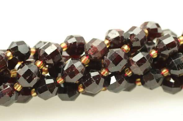 Garnet, Natural, Faceted Off Round, 10mm, One Strand