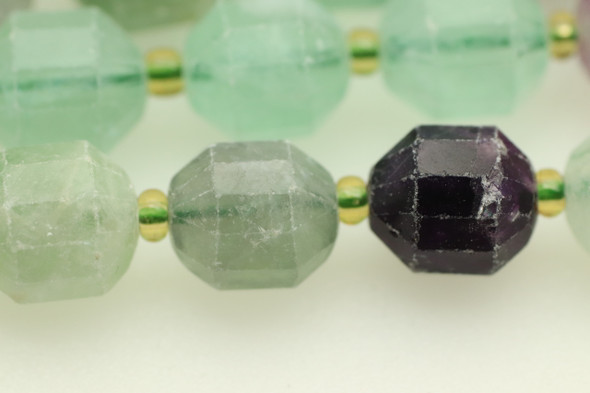 Fluorite, Mix, Natural, Faceted Off Round, 10mm, One Strand
