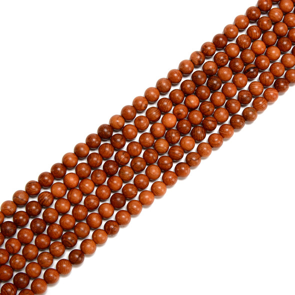 Flower Pear Wood, Smooth Round, One 8mm Strand