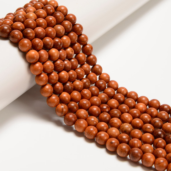 Flower Pear Wood, Smooth Round, One 8mm Strand
