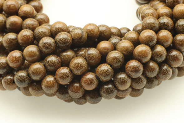 Sandalwood, Gold Line, Natural, Smooth Round, 6mm