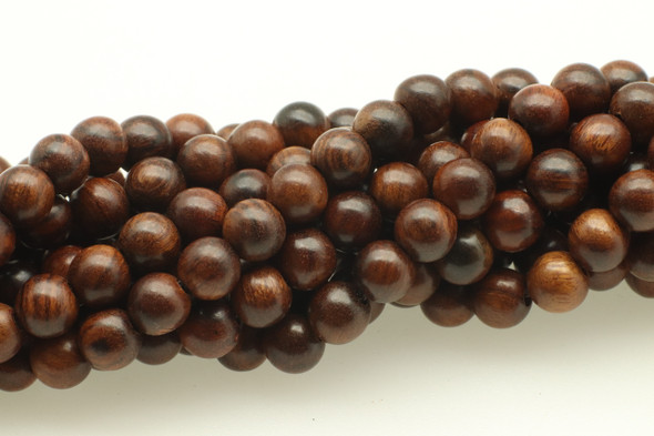 Rosewood, Natural, Smooth Round, 6mm