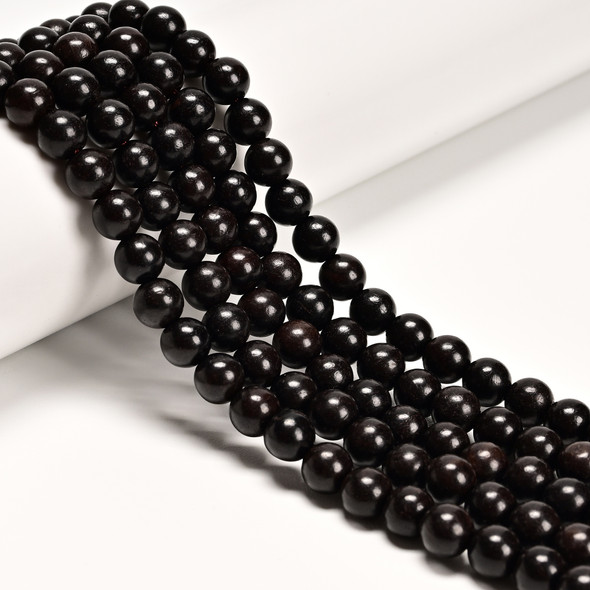 Sandalwood, Black, Smooth Round, One 8mm Strand