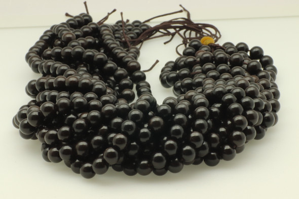 Sandalwood, Black, Natural, Smooth Round, 8mm