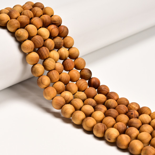 Golden Thuja Wood, Natural, Smooth Round, 8mm
