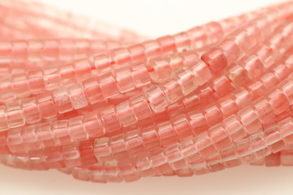Cherry Quartz Glass, Heishi, 4x2mm