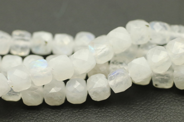 Moonstone, Natural, Faceted Cube, 4mm, One Strand