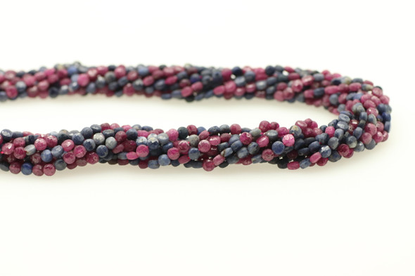Ruby, Sapphire, Heated, Faceted Coin, 4mm, One Strand