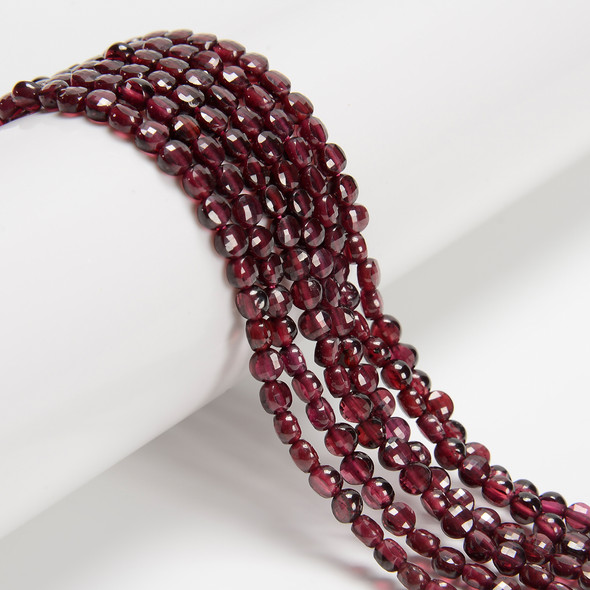 Garnet, Natural, Faceted Coin, 4mm, One Strand