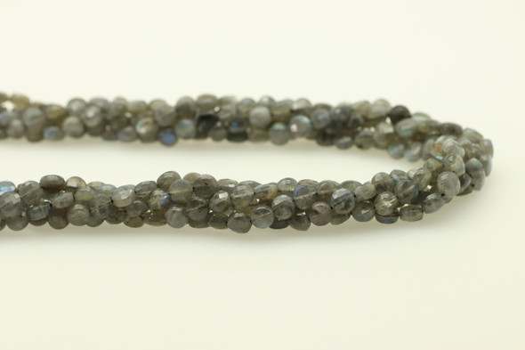 Labradorite, Natural, Faceted Coin, 6mm, One Strand