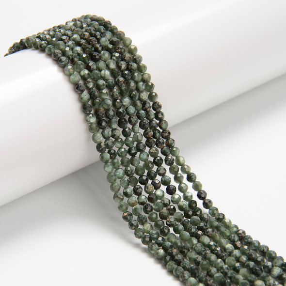 Seraphinite, Natural, Faceted Round, One 3mm Strand