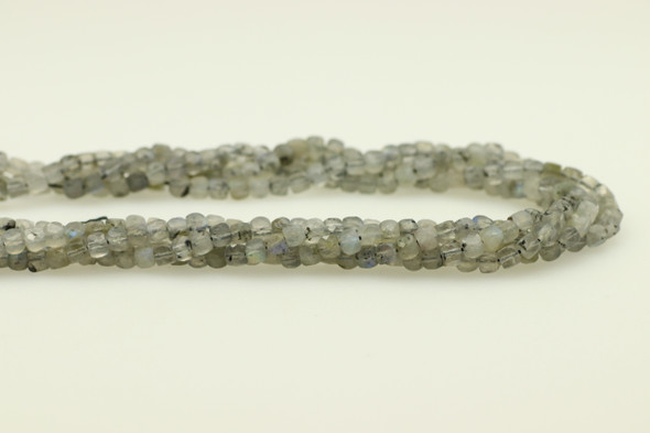 Labradorite, Natural, Faceted Cube, 5mm, One Strand