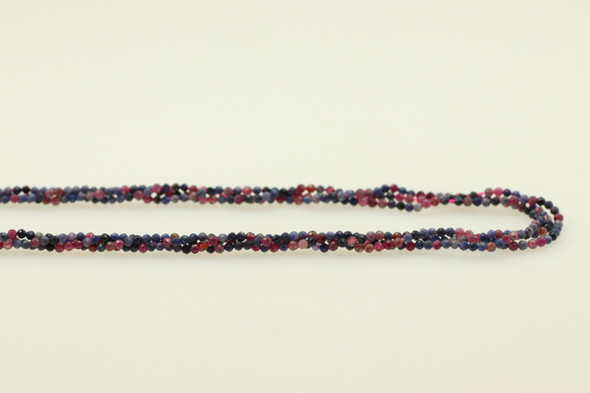 Ruby & Sapphire, Natural, Faceted Round, 2mm, One Strand